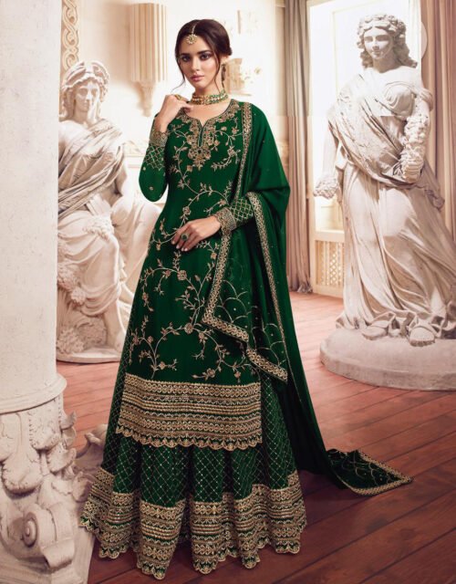 Bollywood Suit Indian Kameez Salwar Party party Green Colour Women Anarkali Gown Pakistani