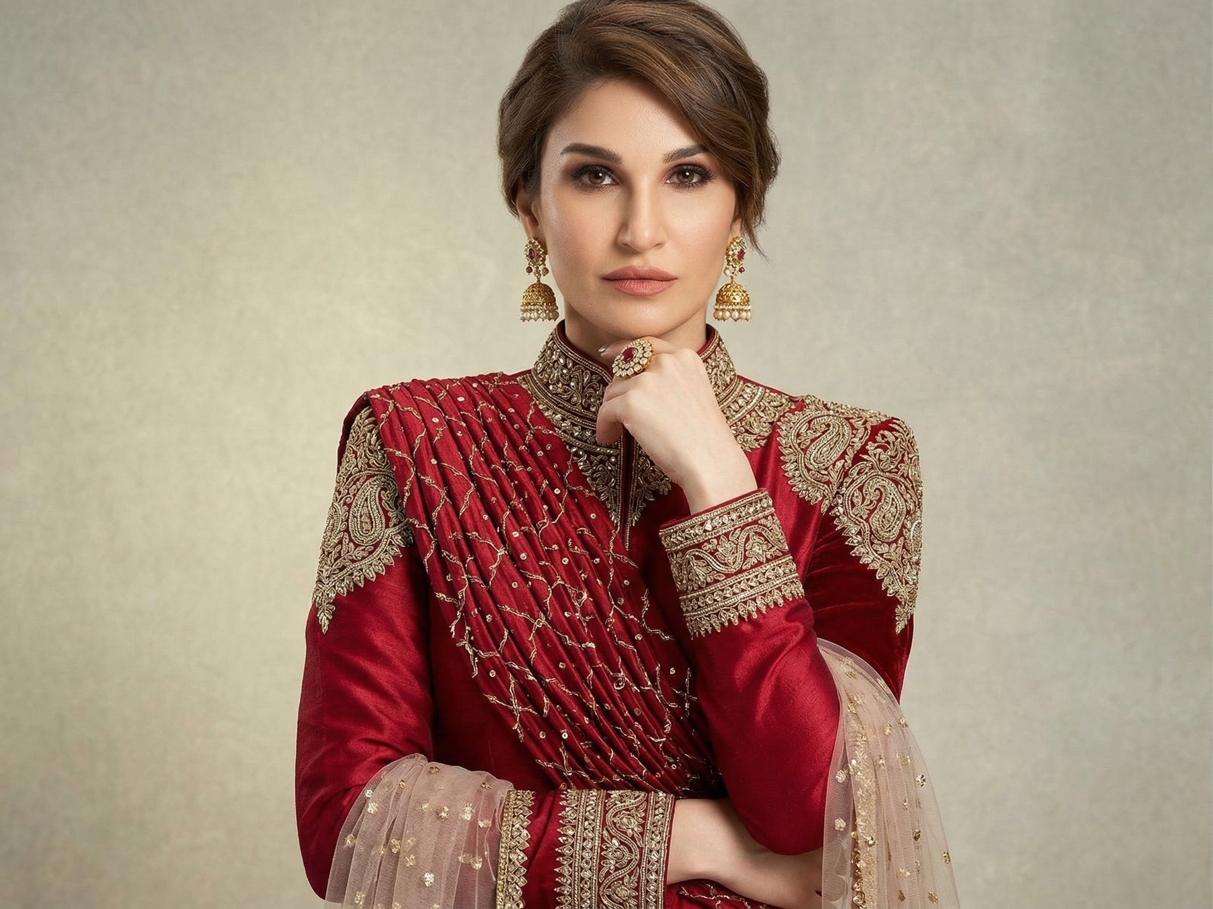 Red embroidered salwar suit for women in Indian ethnic wear category online